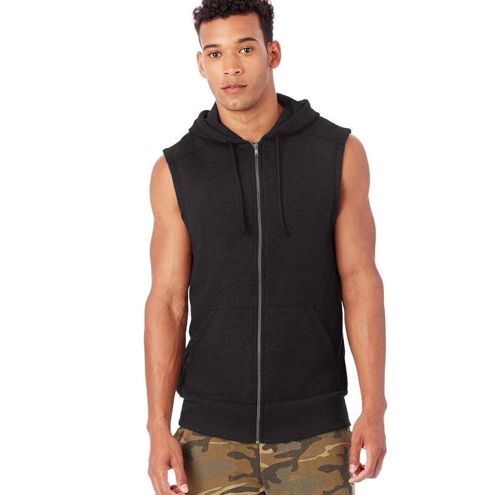 Alternative Apparel Black Sleeveless Zip Up Hoodie Vest Men's Size M